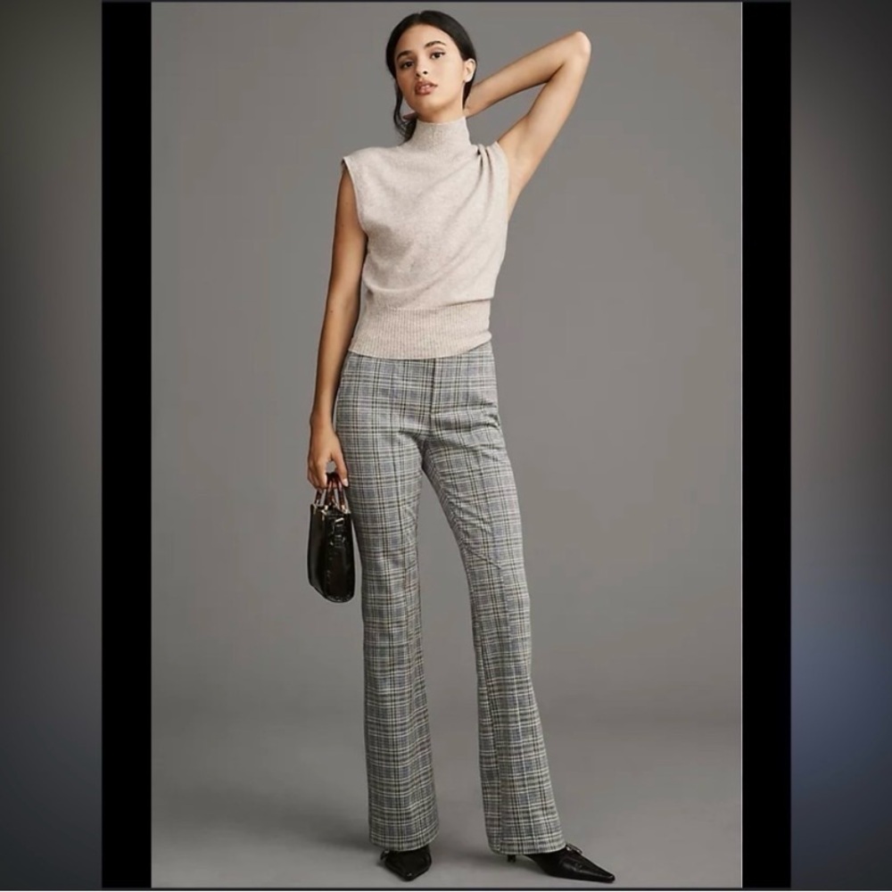 Anthropologie Gray Plaid Boot Cut Pants
